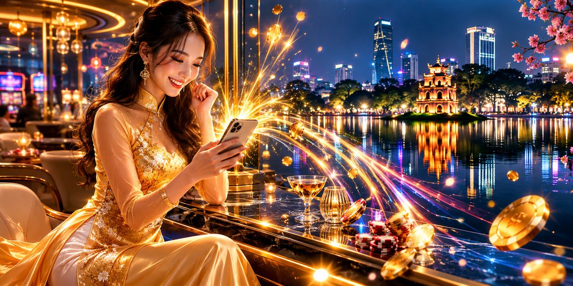 Người dùng tại Hà Nội trải nghiệm casino di động trong trang phục áo dài truyền thống
