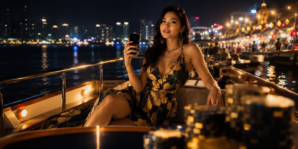 Người dùng chơi casino trên điện thoại tại chợ đêm Vũng Tàu